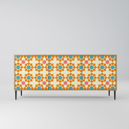 FLORAL DECOR 3-Door Sideboard in Oak Effect