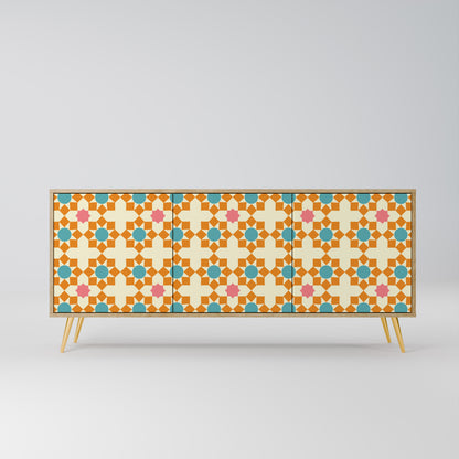 FLORAL DECOR 3-Door Sideboard in Oak Effect