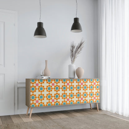 FLORAL DECOR 3-Door Sideboard in Oak Effect