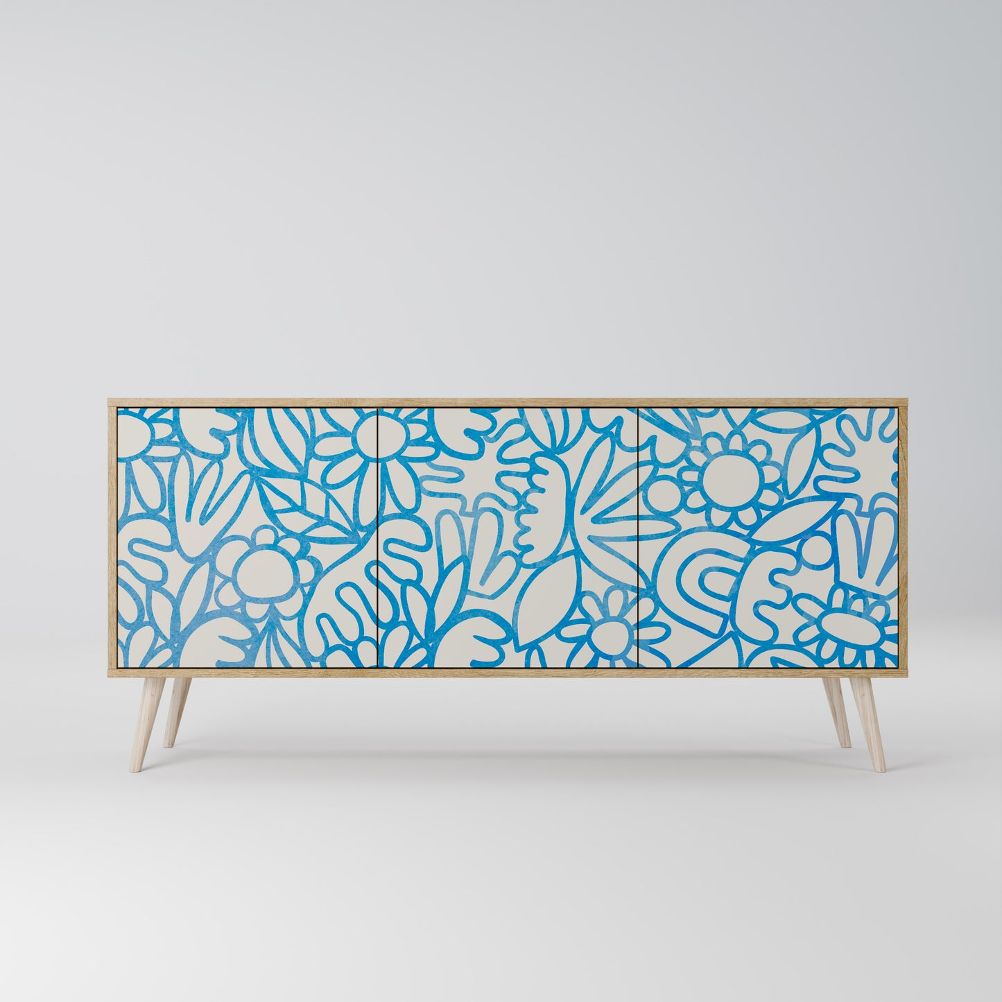 BLOOMY MORNING 3-Door Sideboard in Oak Effect