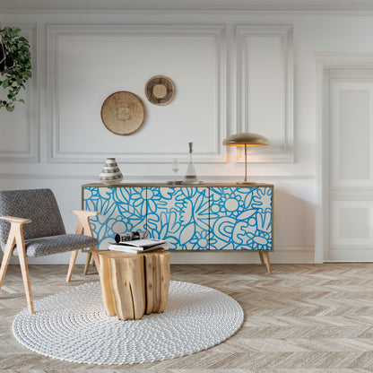 BLOOMY MORNING 3-Door Sideboard in Oak Effect
