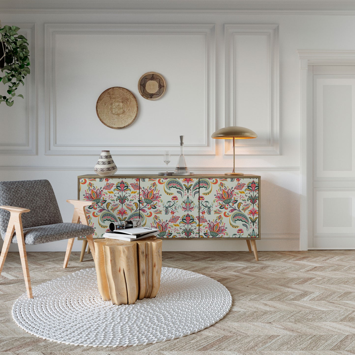 ORGANIC FOLKLORE 3-Door Sideboard in Oak Effect