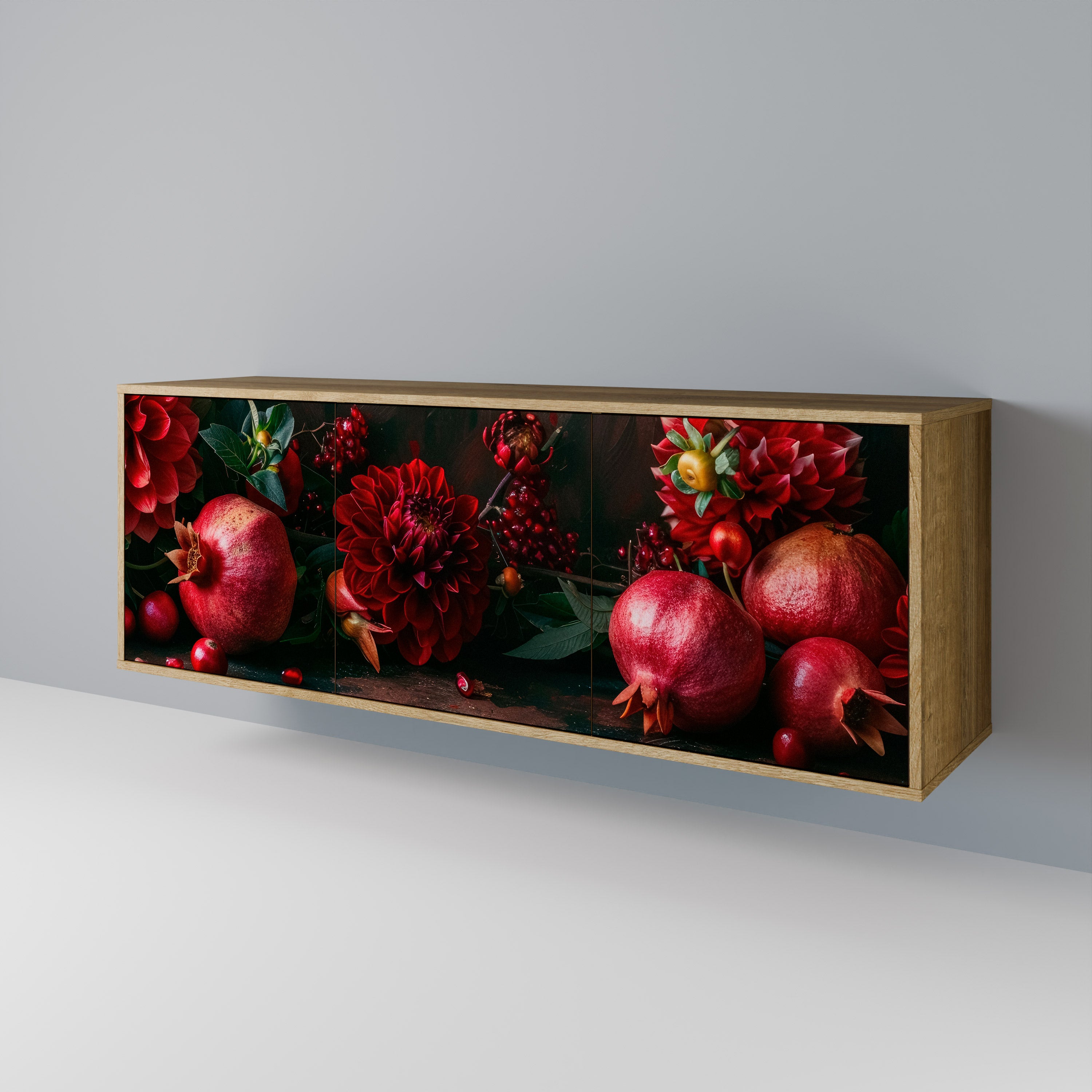 DAHLIAS AND POMEGRANATES 3-Door Sideboard