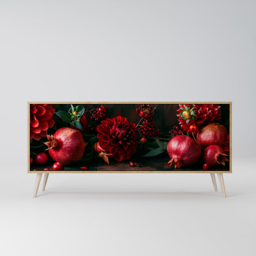 DAHLIAS AND POMEGRANATES Skänk med tre dörrar