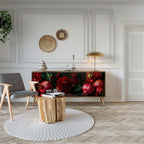 Dahlior och granatäpplen med 3 dörrar