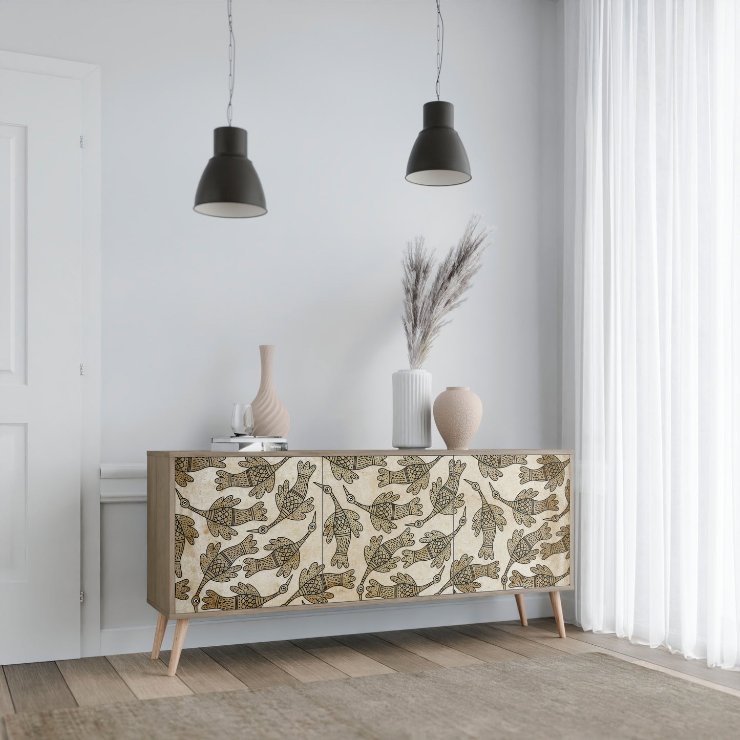 ALMONDINE SONGBIRD 3-Door Sideboard in Oak Effect