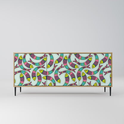 INDIAN FISH 3-Door Sideboard in Oak Effect