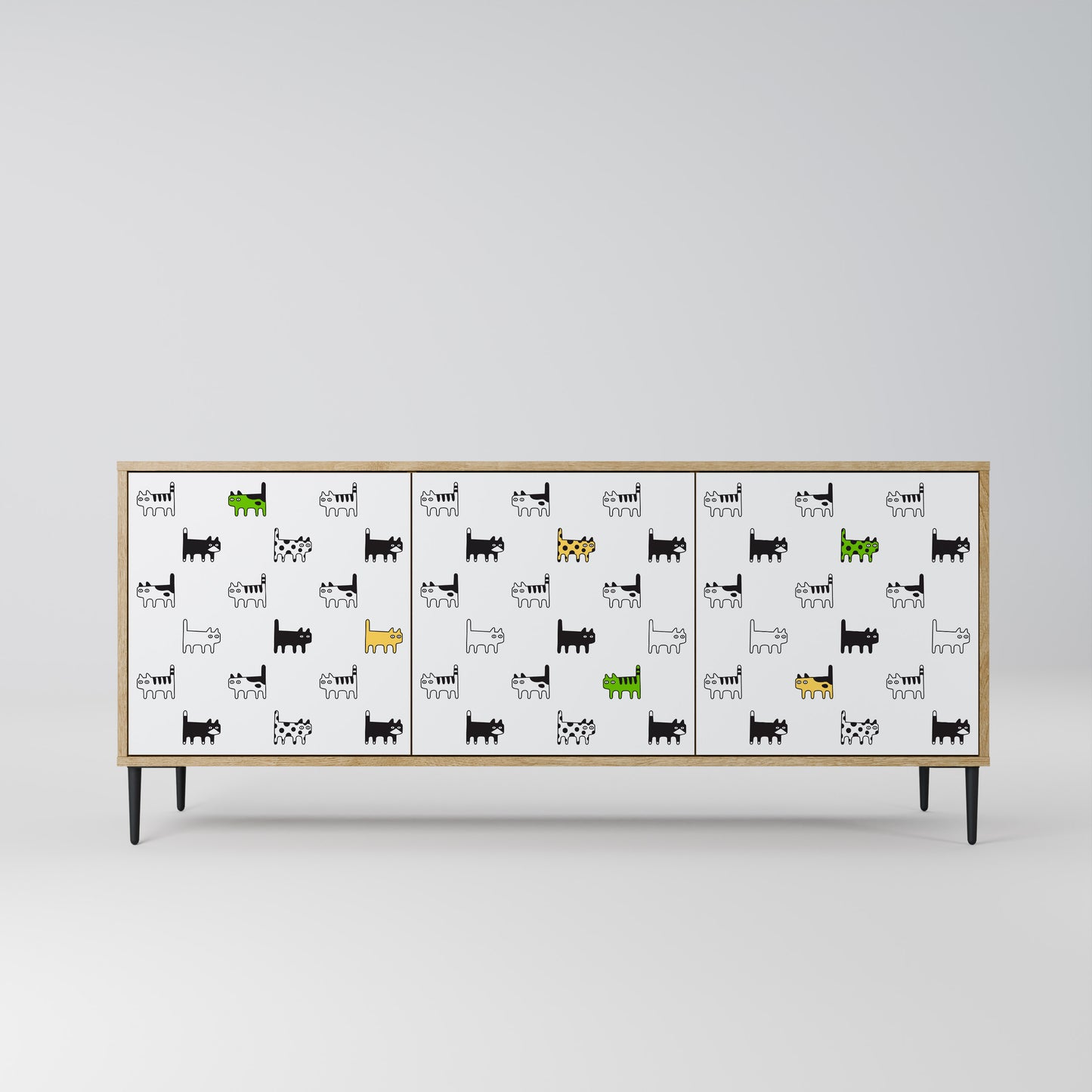 CATS COMPILATION 3-Door Sideboard in Oak Effect