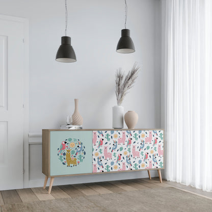 COLORFUL ALPACAS 3-Door Sideboard in Oak Effect