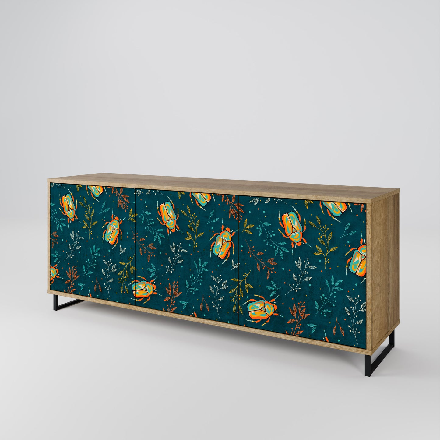 AUTUMN INSECTS 3-Door Sideboard in Oak Effect