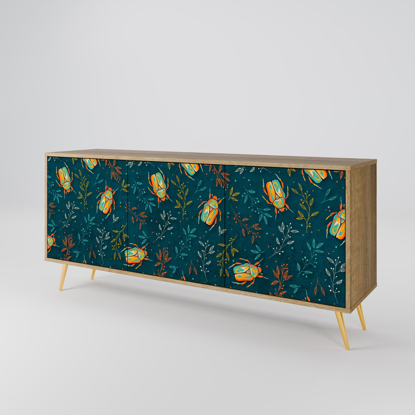 AUTUMN INSECTS 3-Door Sideboard in Oak Effect