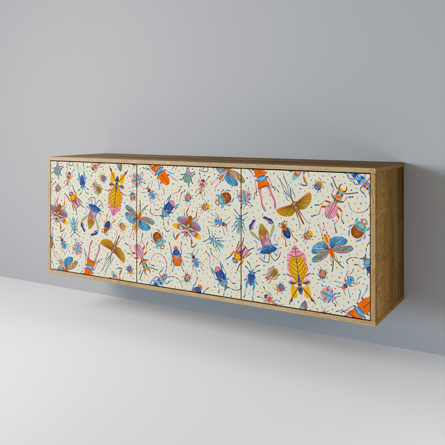COLORFUL INSECTS Skänk med tre dörrar