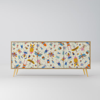 COLORFUL INSECTS 3-Door Sideboard in Oak Effect