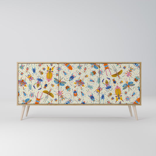 COLORFUL INSECTS 3-Door Sideboard in Oak Effect