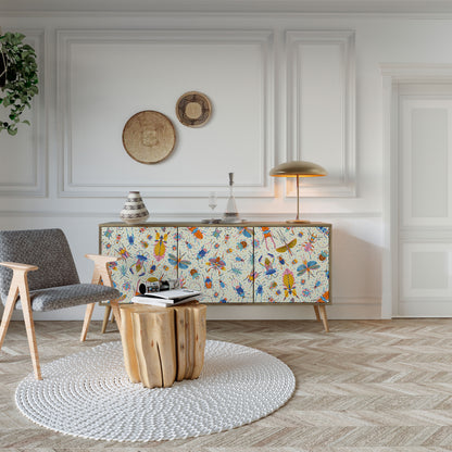 COLORFUL INSECTS 3-Door Sideboard in Oak Effect