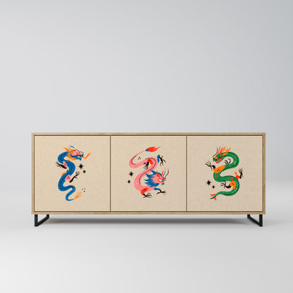 MYTHOLOGICAL CREATURES 3-Door Sideboard in Oak Effect