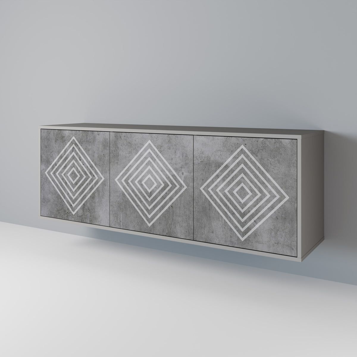 POLYGONAL ARTISTRY Skänk med tre dörrar