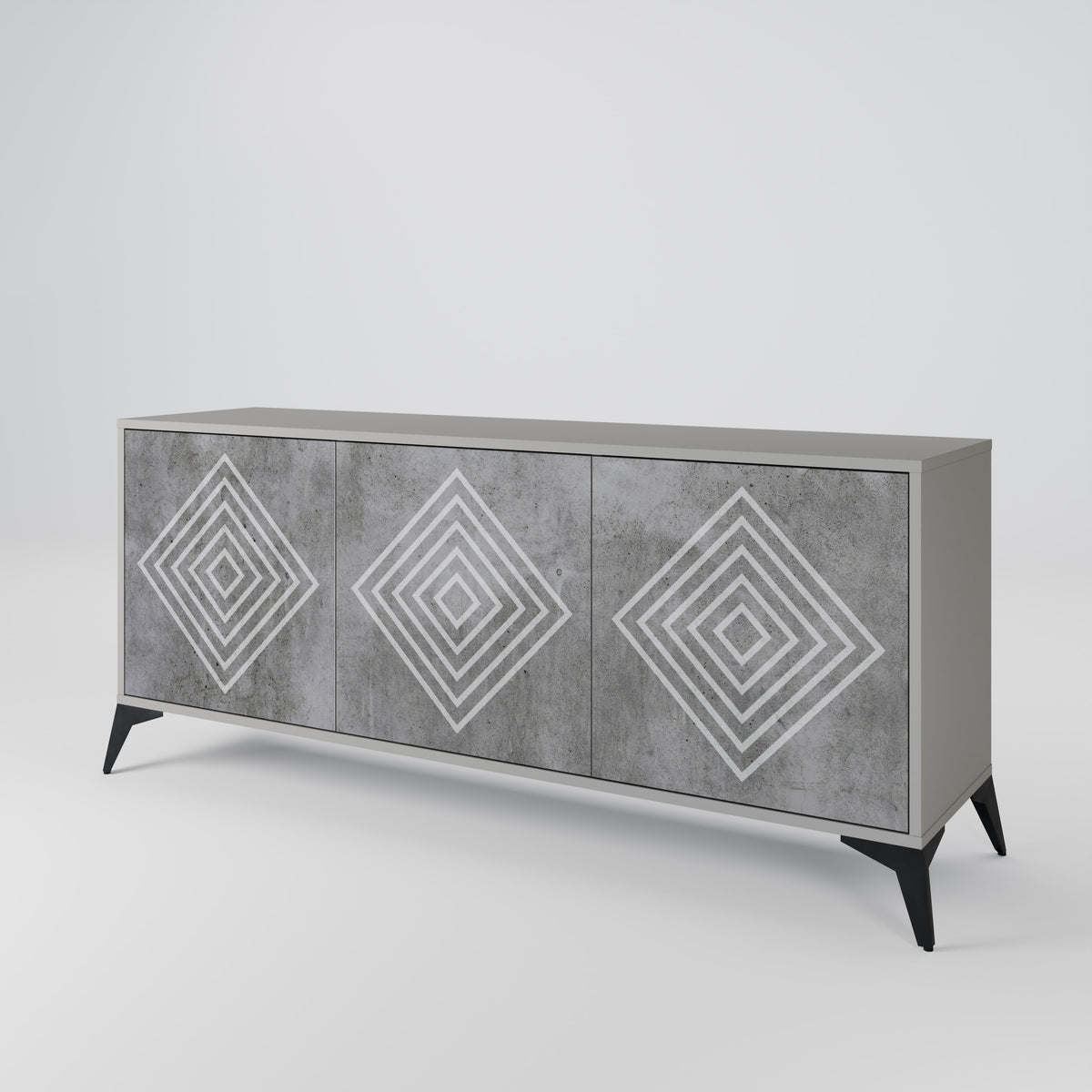 POLYGONAL ARTISTRY Skänk med tre dörrar