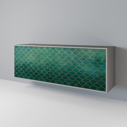 TESSELATED GREENERY 3-Door Sideboard in Grey Finish