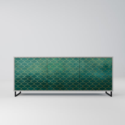 TESSELATED GREENERY 3-Door Sideboard in Grey Finish
