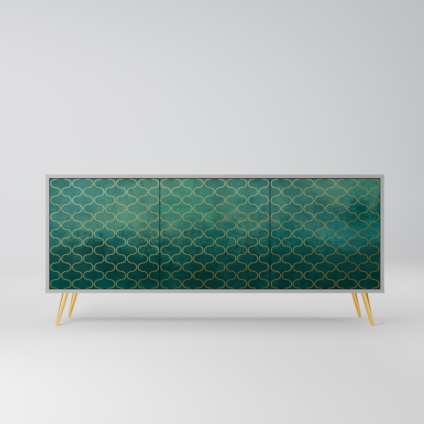 TESSELATED GREENERY 3-Door Sideboard in Grey Finish