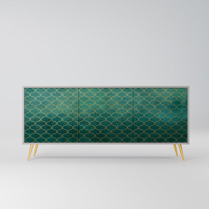 TESSELATED GREENERY 3-Door Sideboard in Grey Finish