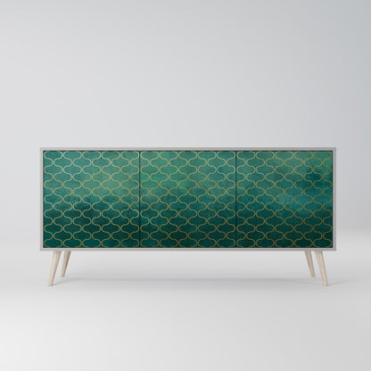 TESSELATED GREENERY 3-Door Sideboard in Grey Finish