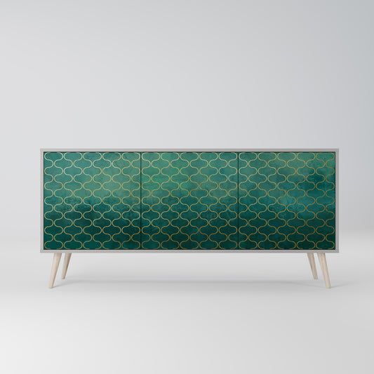 TESSELATED GREENERY 3-Door Sideboard in Grey Finish