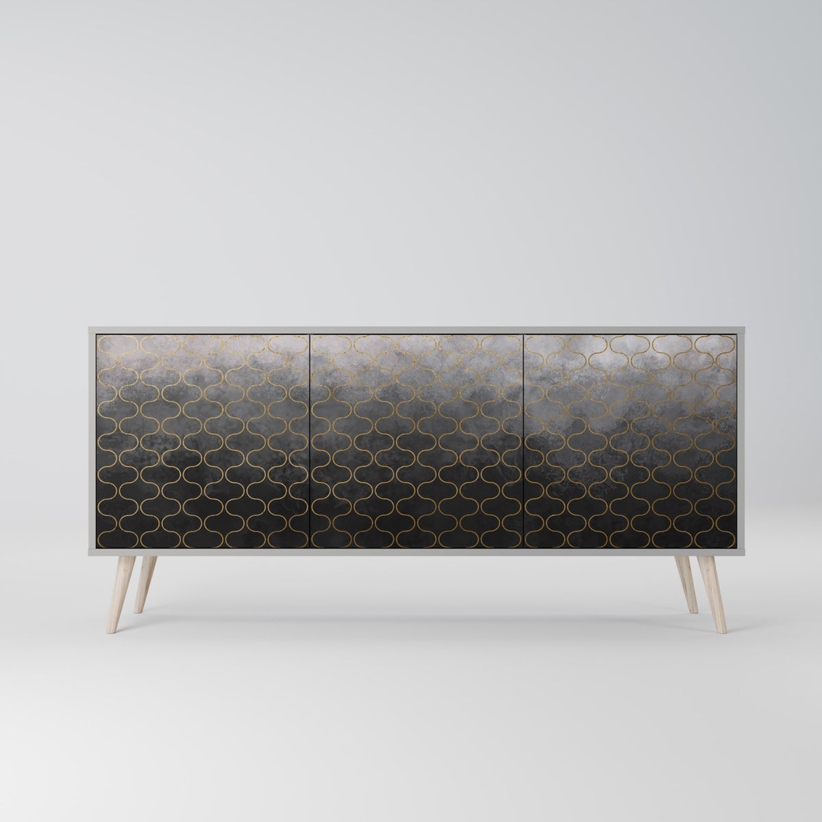 TESSELATED GRAYISH Skänk med tre dörrar
