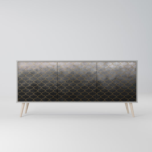 TESSELATED GRAYISH 3-Door Sideboard in Grey Finish