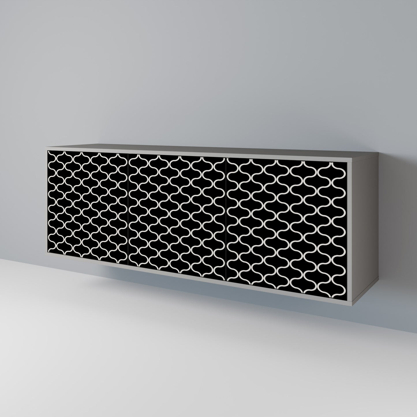 TESSELATED BLACKNESS 3-Door Sideboard in Grey Finish