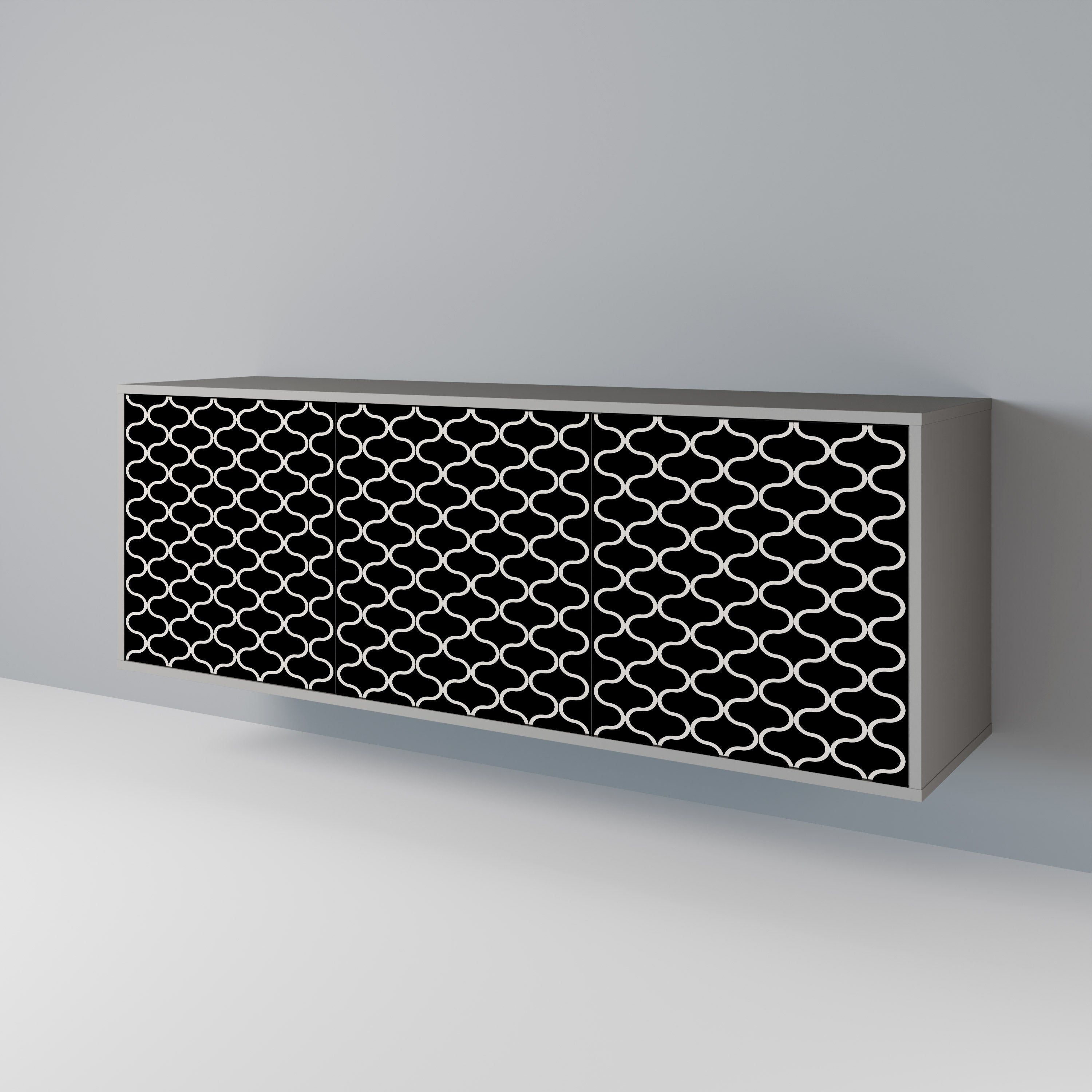 TESSELATED BLACKNESS 3-Door Sideboard in Grey Finish
