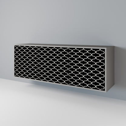 TESSELATED BLACKNESS 3-Door Sideboard in Grey Finish