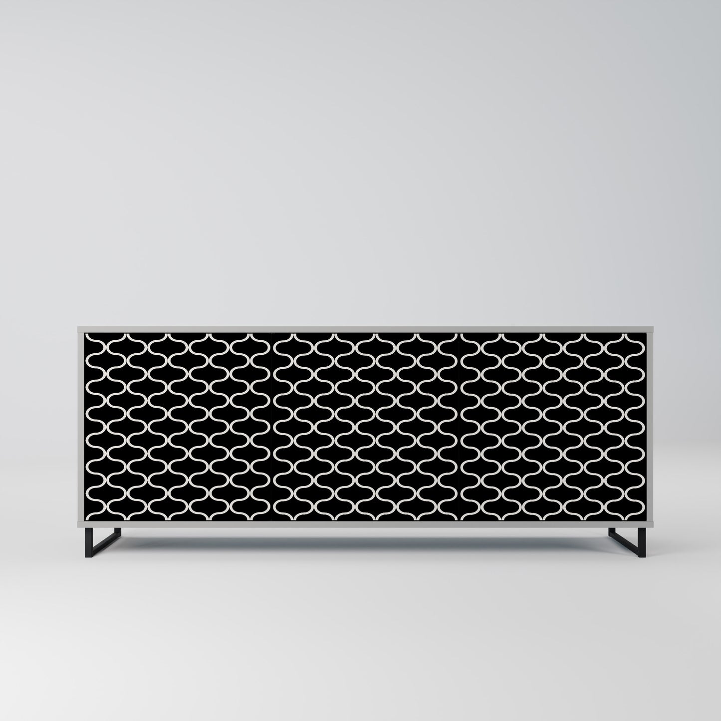 TESSELATED BLACKNESS 3-Door Sideboard in Grey Finish