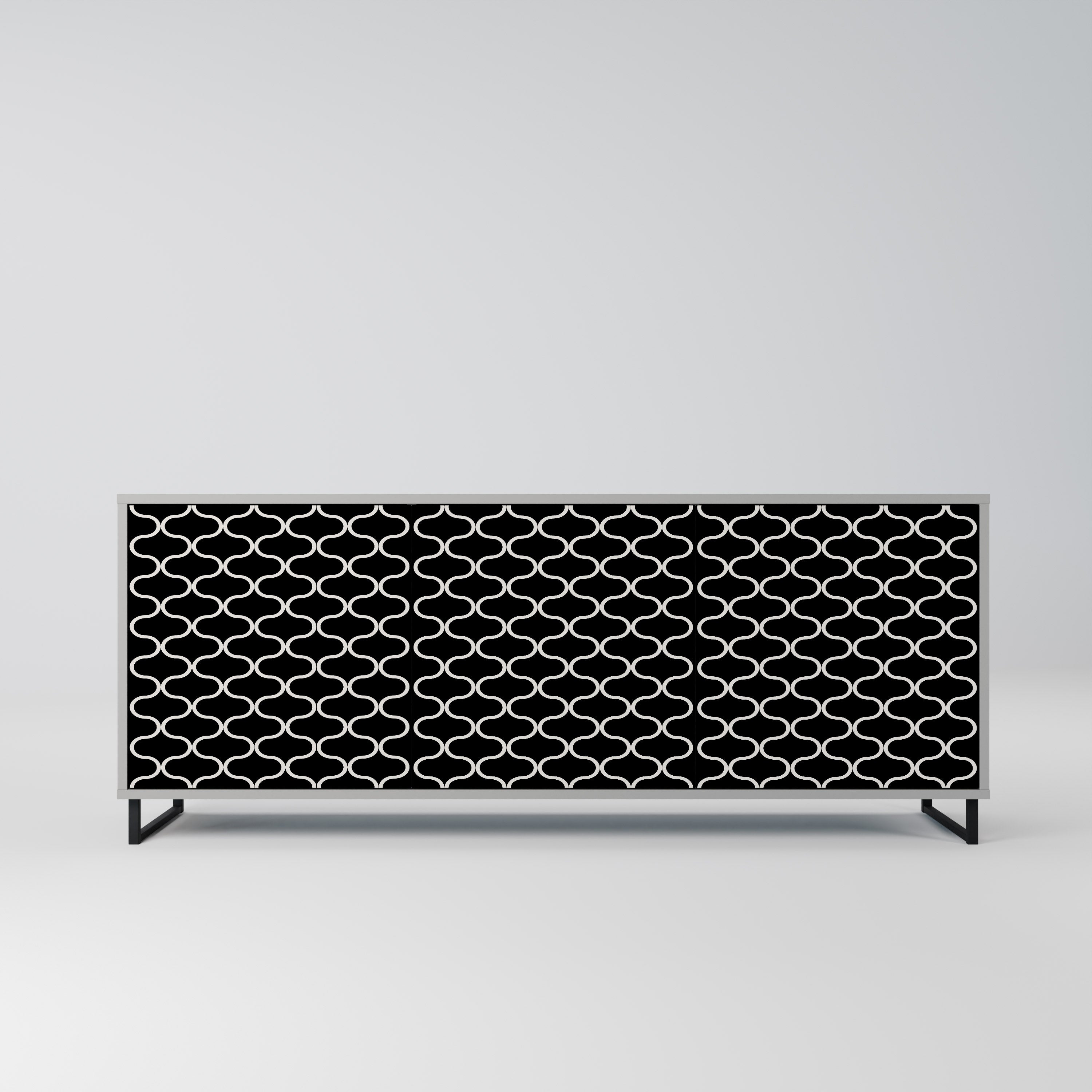 TESSELATED BLACKNESS 3-Door Sideboard in Grey Finish