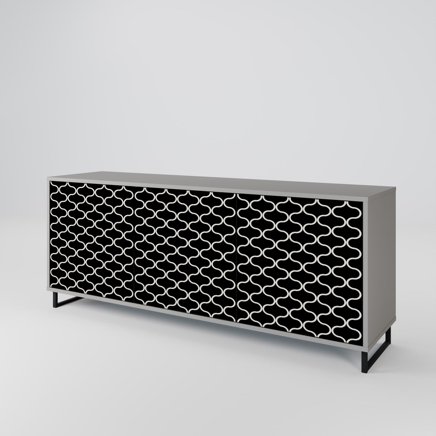 TESSELATED BLACKNESS 3-Door Sideboard in Grey Finish