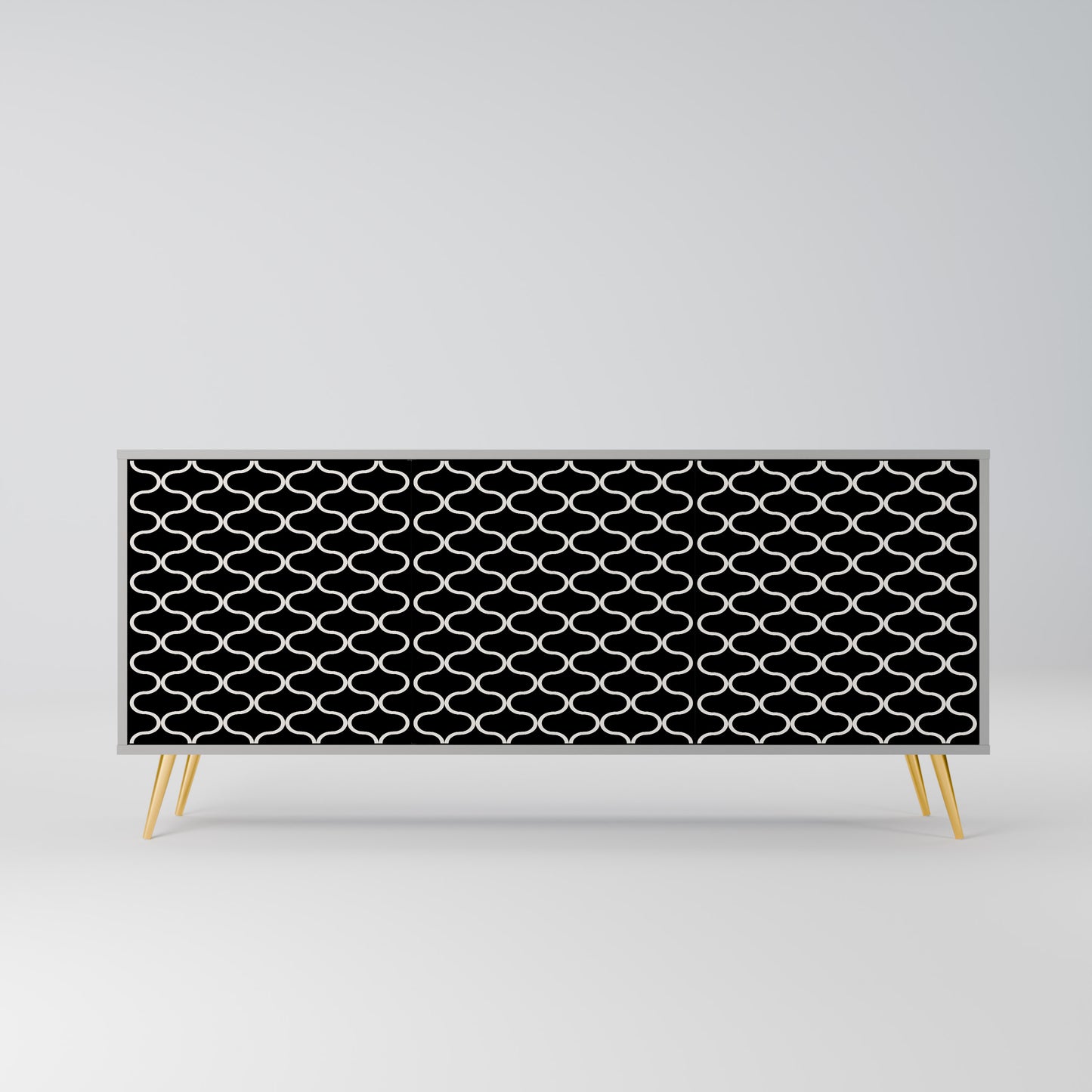TESSELATED BLACKNESS 3-Door Sideboard in Grey Finish