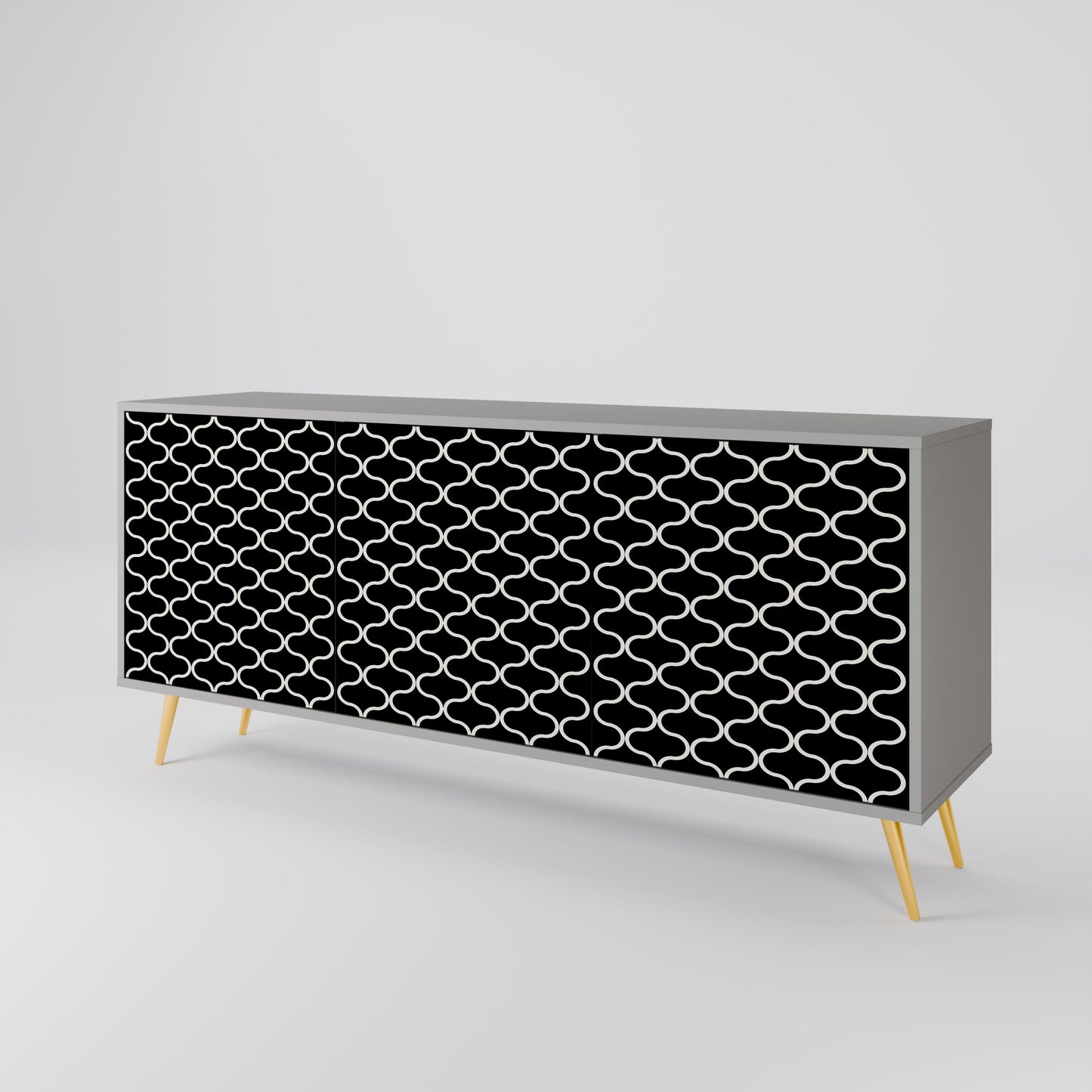 TESSELATED BLACKNESS 3-Door Sideboard in Grey Finish