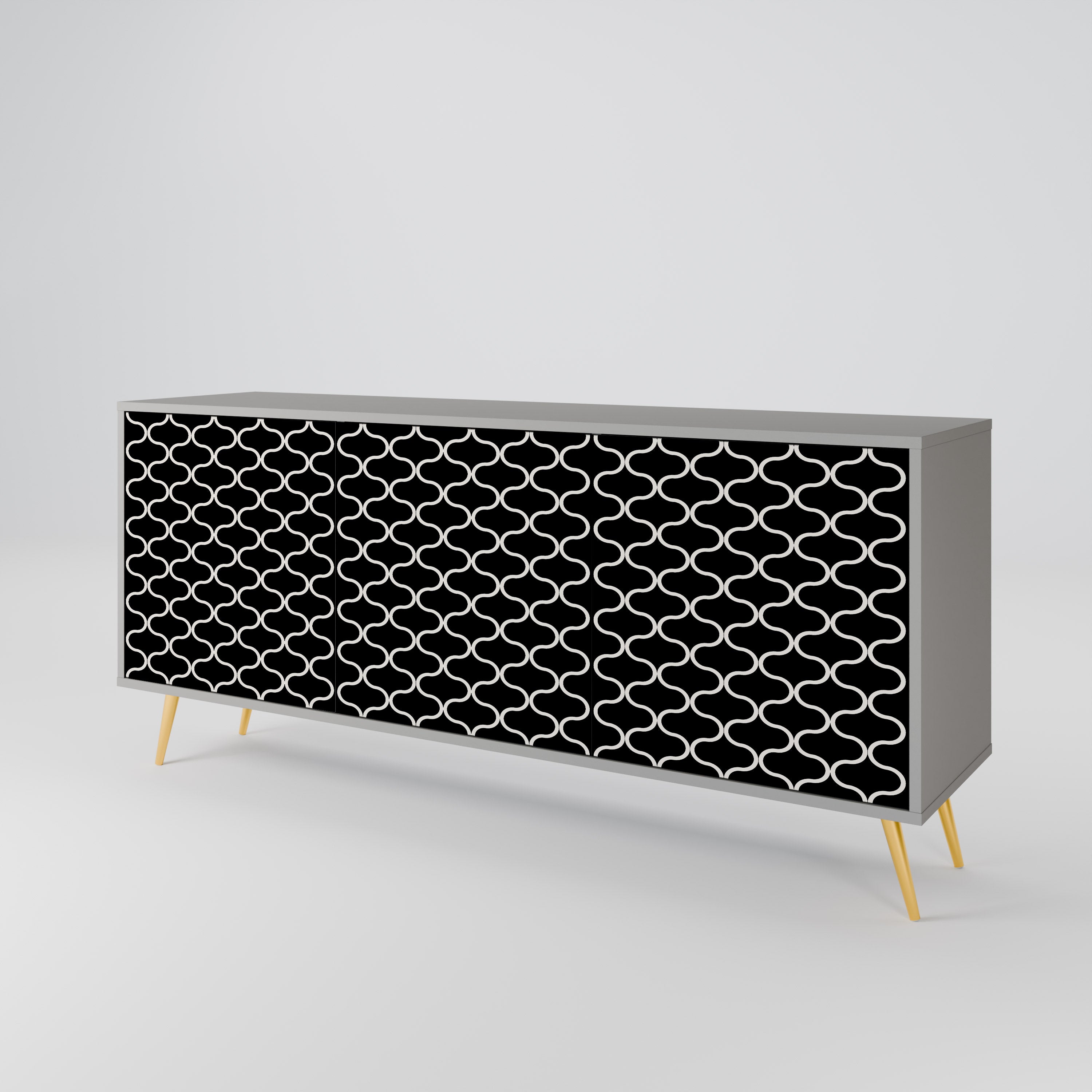 TESSELATED BLACKNESS 3-Door Sideboard in Grey Finish