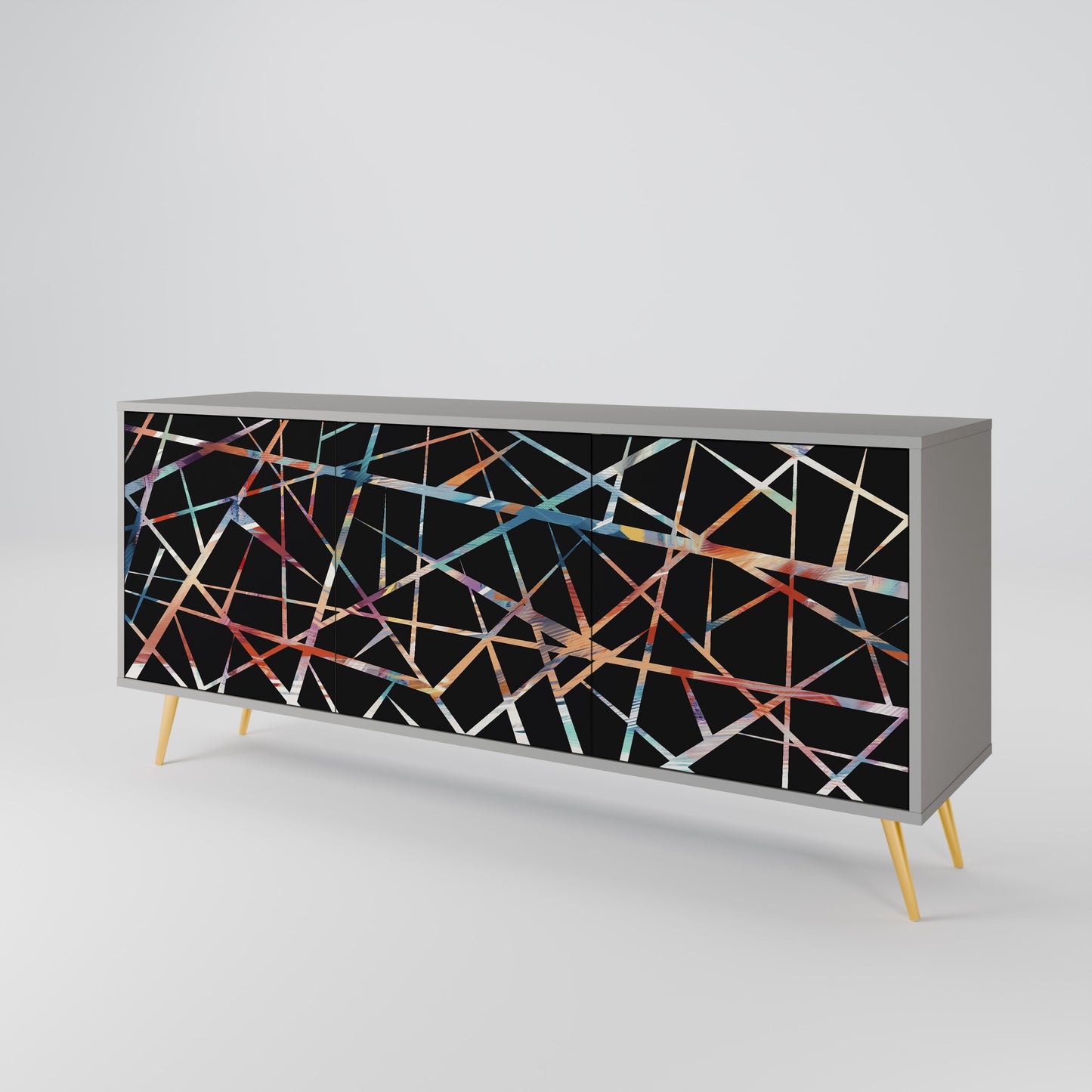 POLYGON VERVE 3-Door Sideboard in Grey Finish