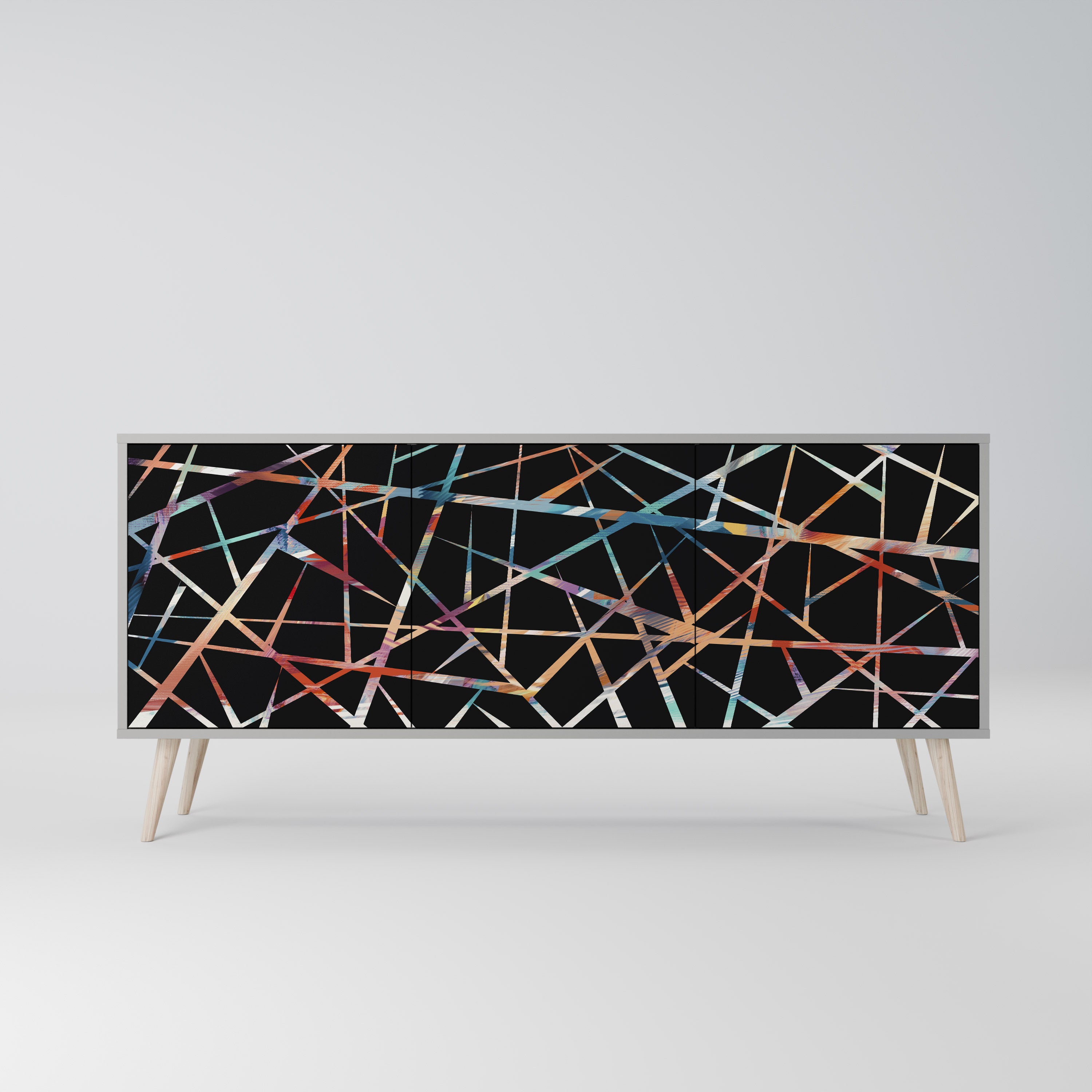 POLYGON VERVE 3-Door Sideboard in Grey Finish