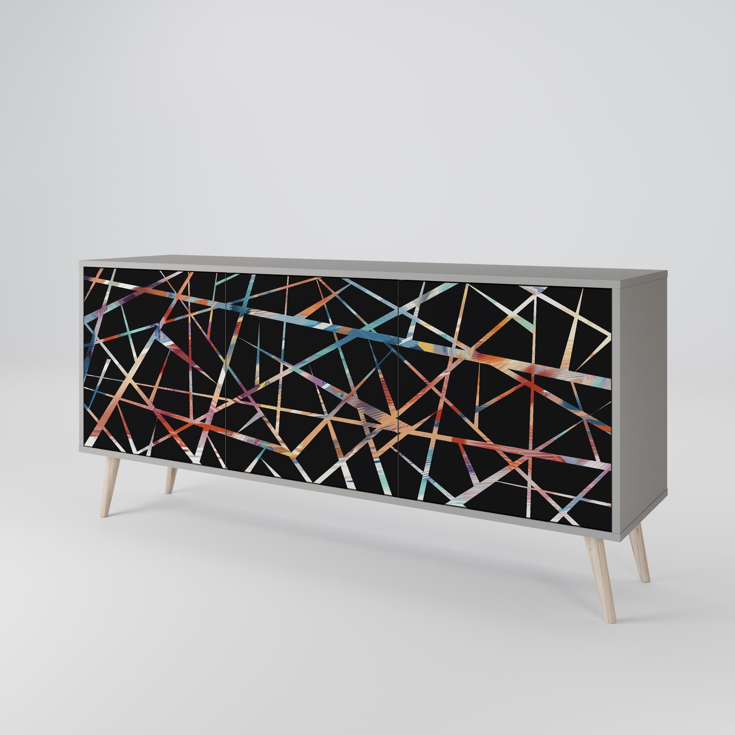 POLYGON VERVE 3-Door Sideboard in Grey Finish