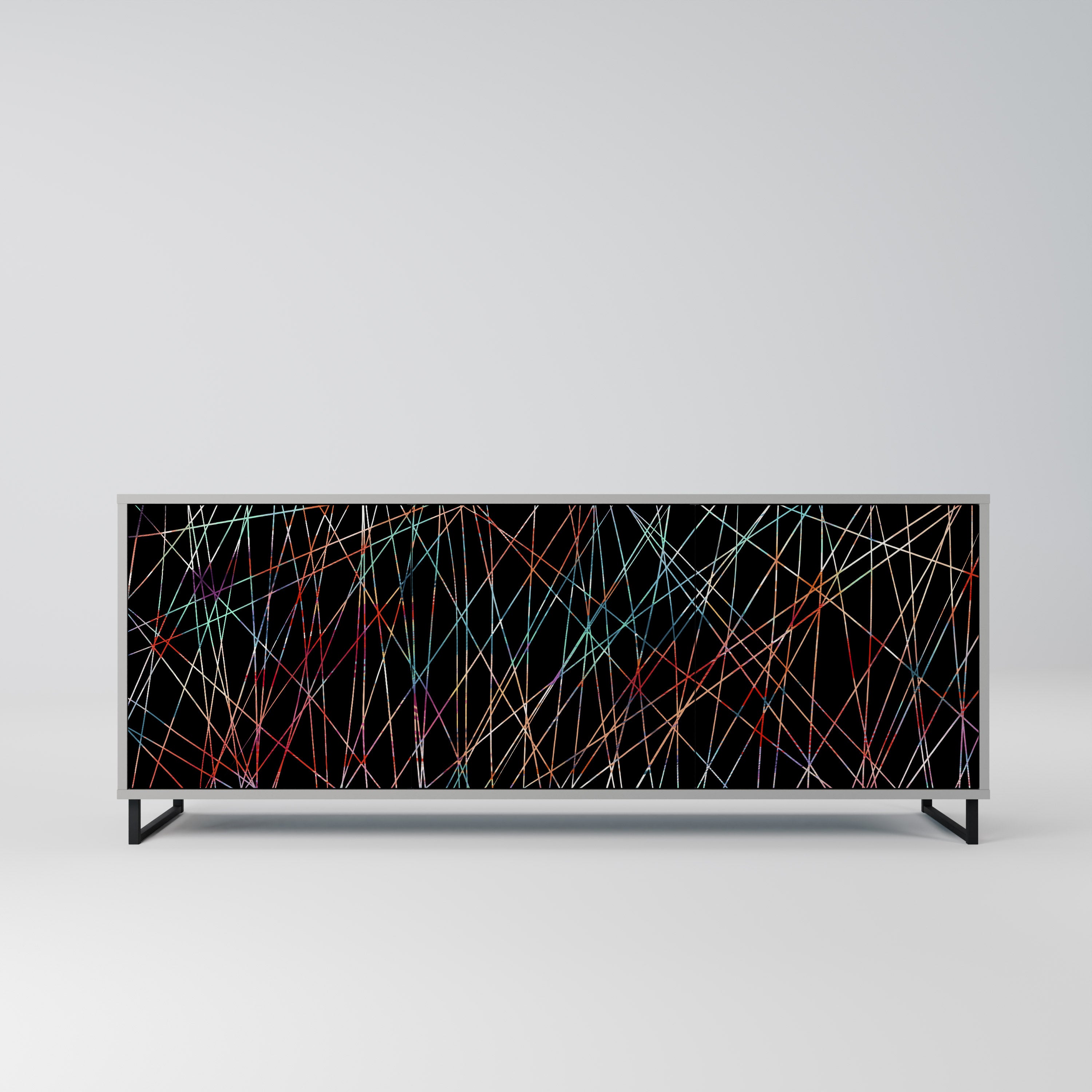 LUMINOUS SNARE 3-Door Sideboard in Grey Finish