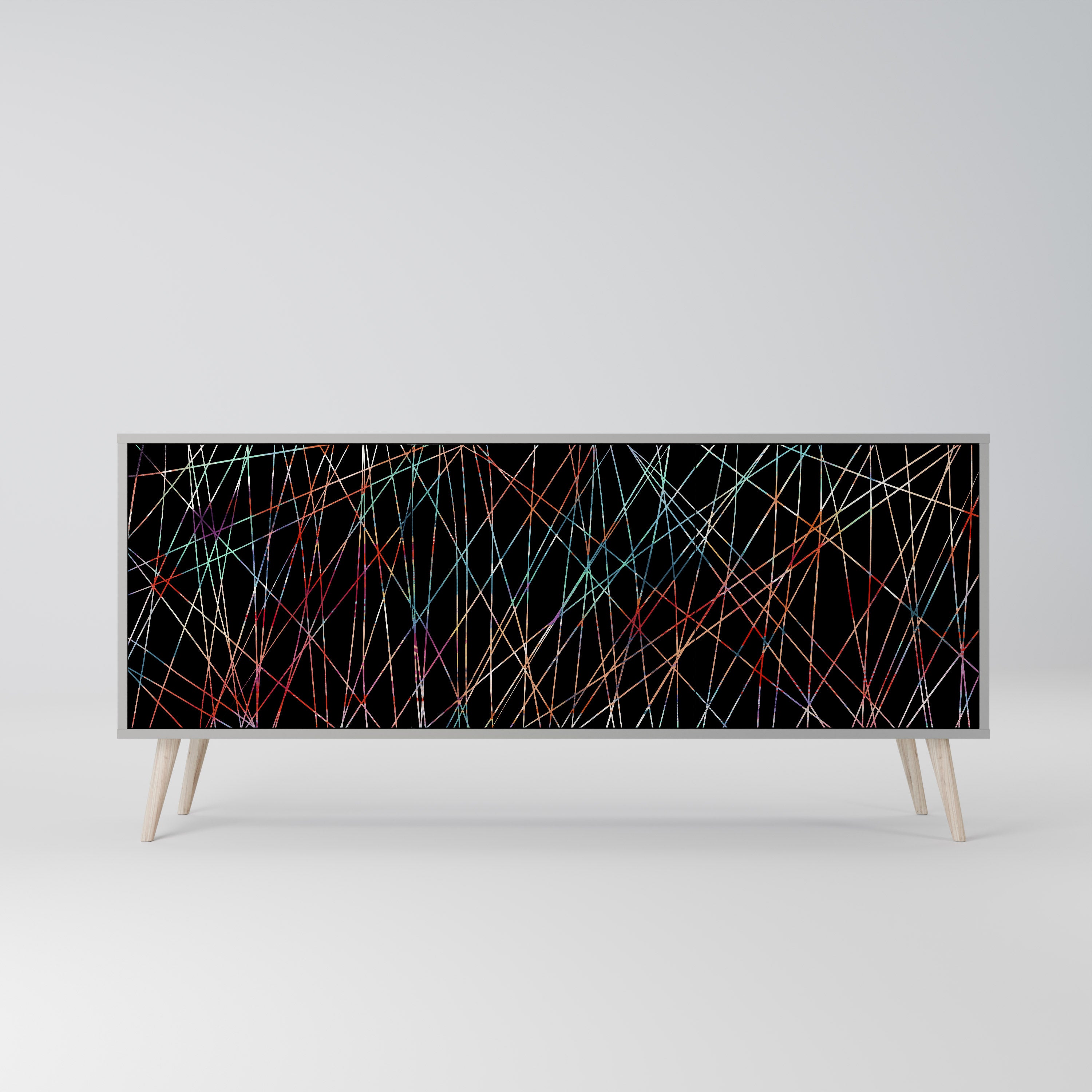LUMINOUS SNARE 3-Door Sideboard in Grey Finish