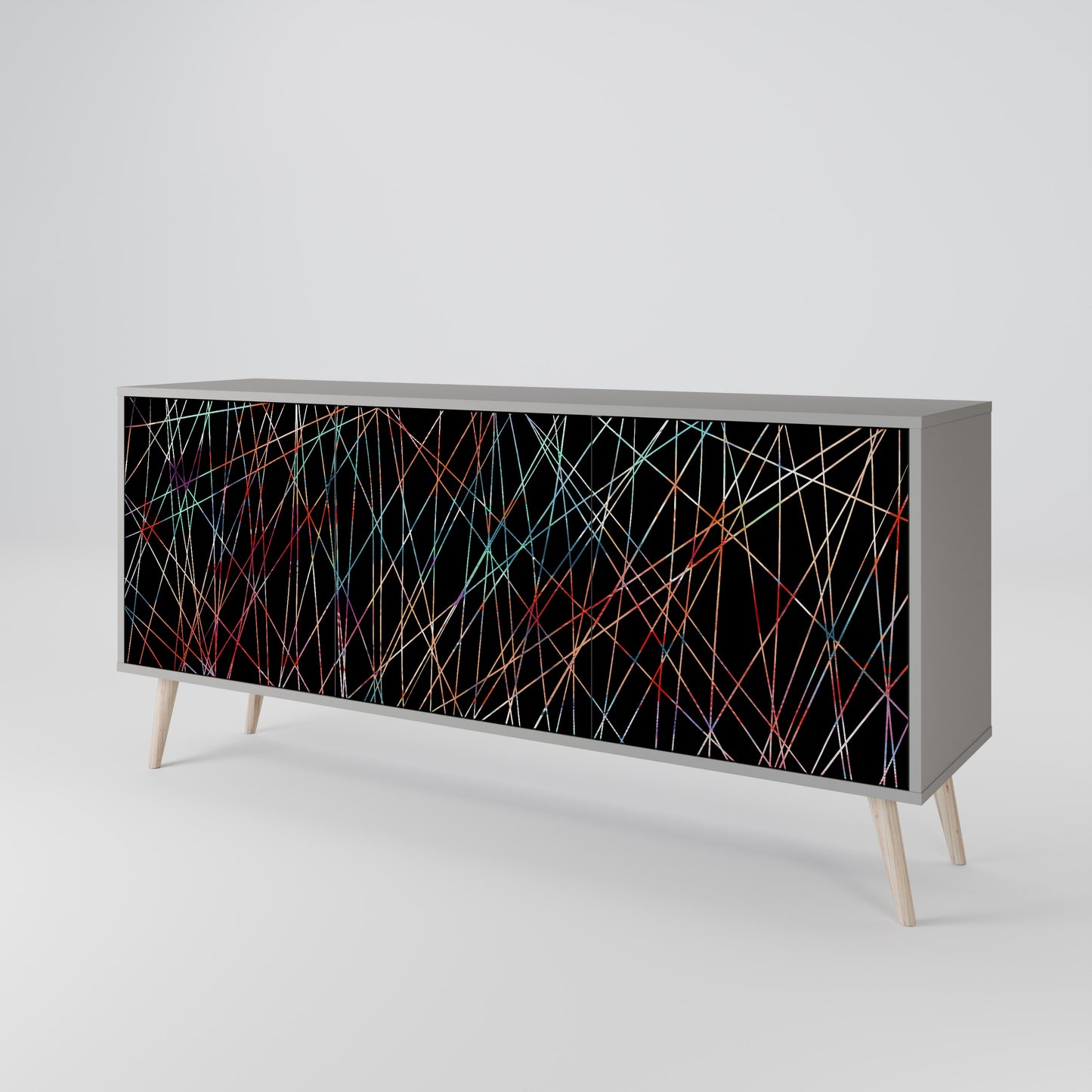 LUMINOUS SNARE 3-Door Sideboard in Grey Finish