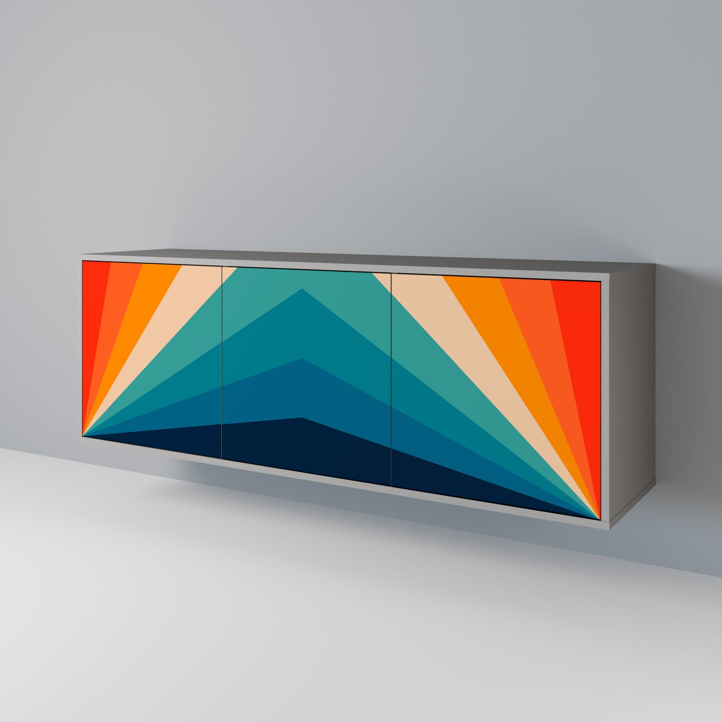 PRISM CONCUSSION 3-Door Sideboard in Grey Finish