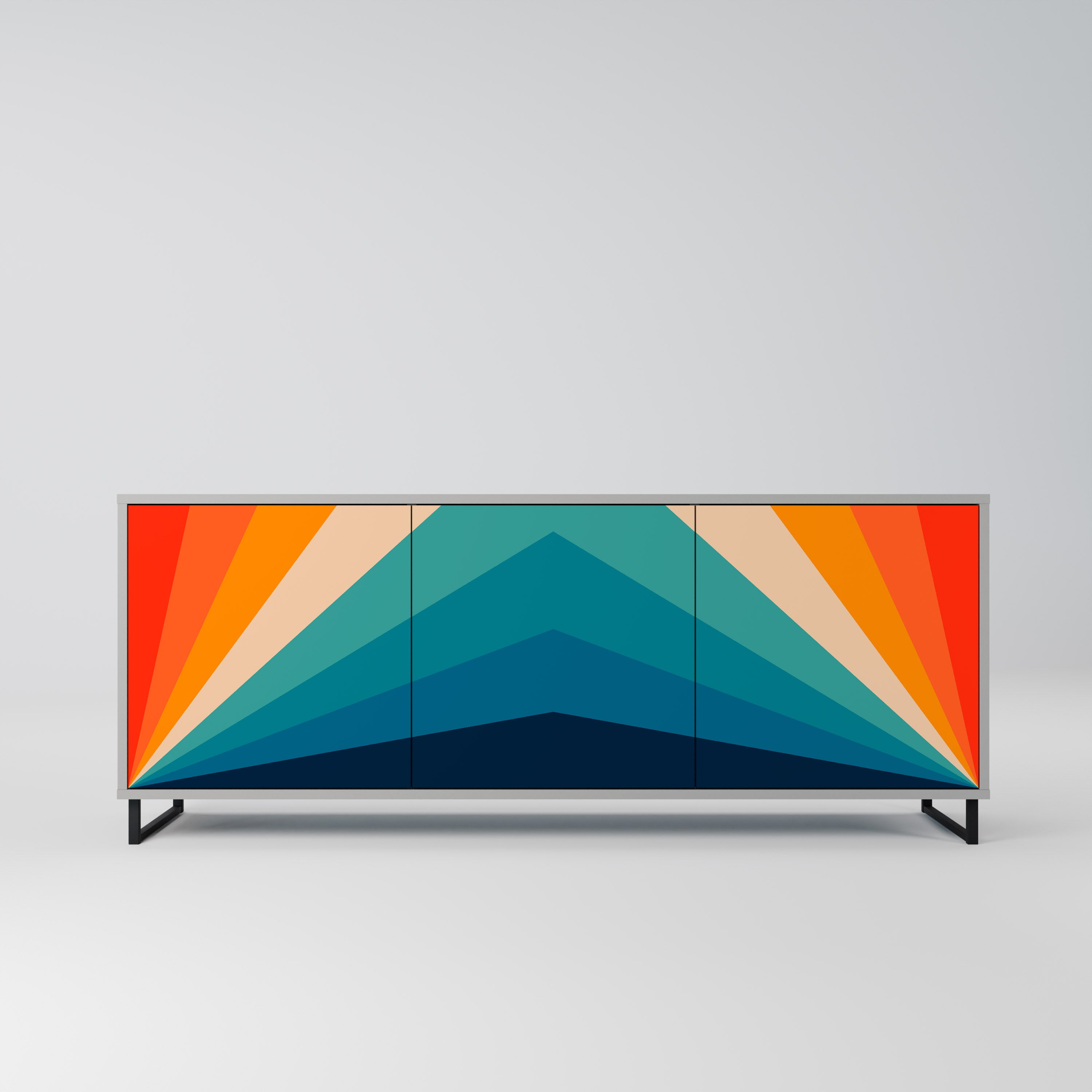 PRISM CONCUSSION 3-Door Sideboard in Grey Finish