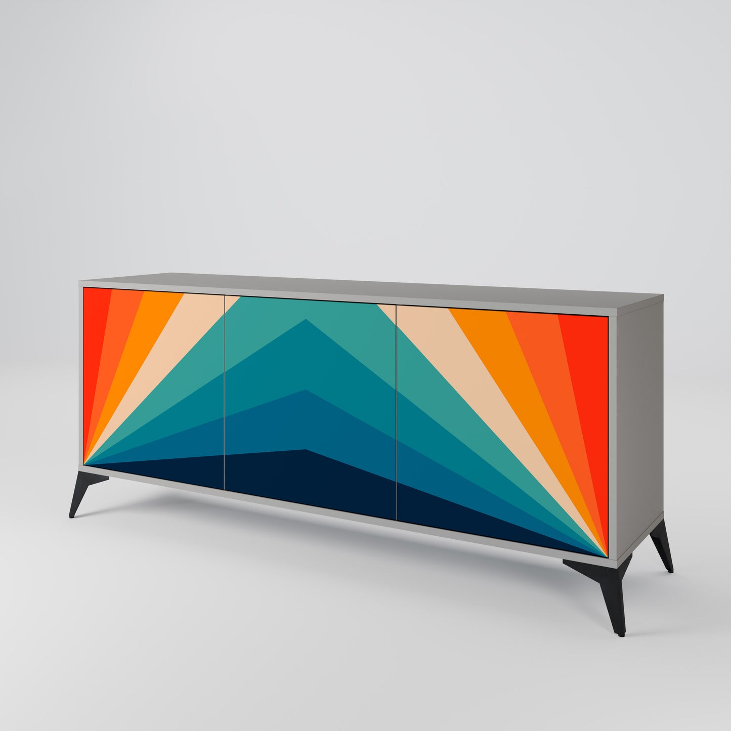 PRISM CONCUSSION 3-Door Sideboard in Grey Finish