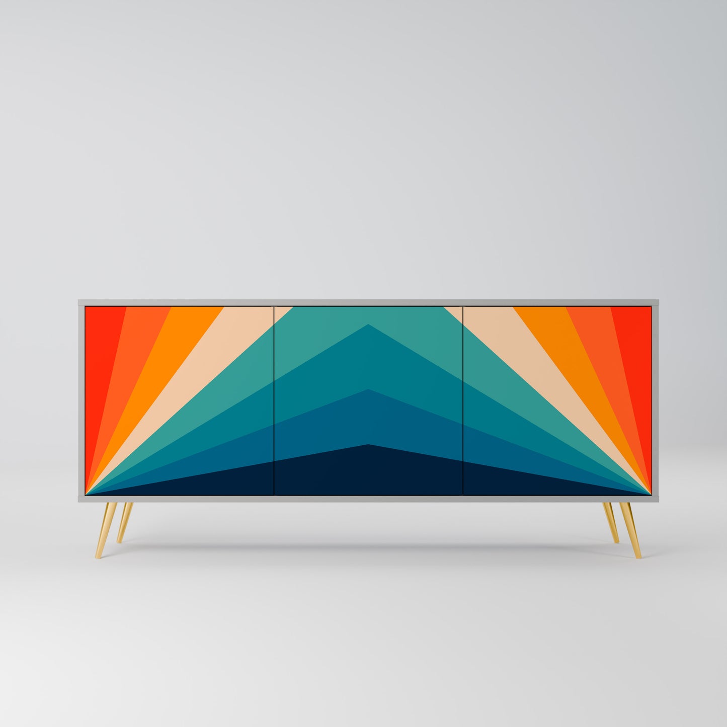 PRISM CONCUSSION 3-Door Sideboard in Grey Finish
