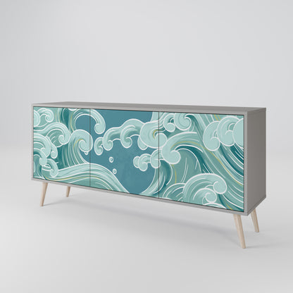 ASIAN SWAY 3-Door Sideboard in Grey Finish